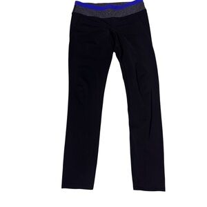 GapBody Black Leggings with Gray blue Waistband medium